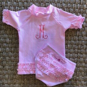 Ruffle Butts swimsuit with custom embroidery